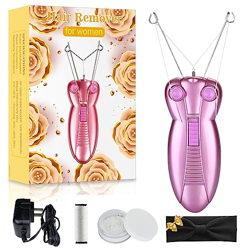 WAYCOM Ladies Facial Hair Remover Electric Women's Beauty Epilator Facial Threading Hair Removal Shaver Face Massager Pull Faces Delicate Device Depilation -Birthday Christmas Day Present(Purple) - Image 4