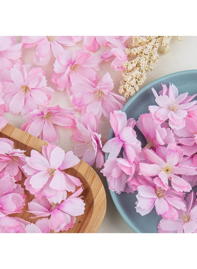 AUEAR AUEAR, 100 Pack Fake Flower Heads Airtificial Silk Plum Cherry Blossom Head Peony Daisy Decor for DIY Crafts Home Wedding Party Hats Decoration (Pink)  - Image 2