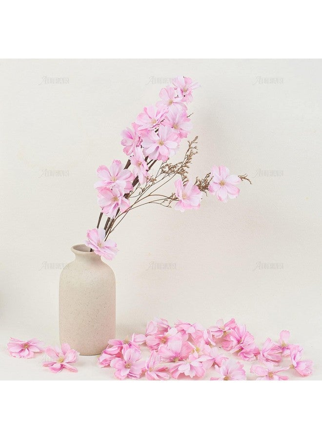 AUEAR AUEAR, 100 Pack Fake Flower Heads Airtificial Silk Plum Cherry Blossom Head Peony Daisy Decor for DIY Crafts Home Wedding Party Hats Decoration (Pink)  - Image 4