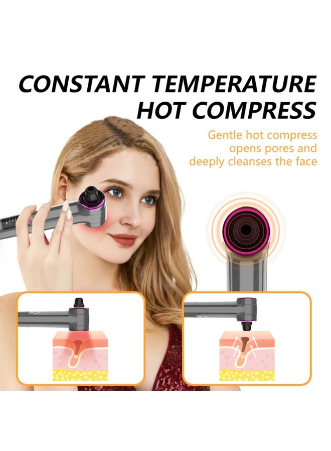 McmhyingPop 3-in-1 Blackhead Remover Vacuum with Warm Compress & LED Display, 3 Speeds & 5 Heads - USB Rechargeable Pore Cleaner for Face & Nose (Men & Women)  - Image 2
