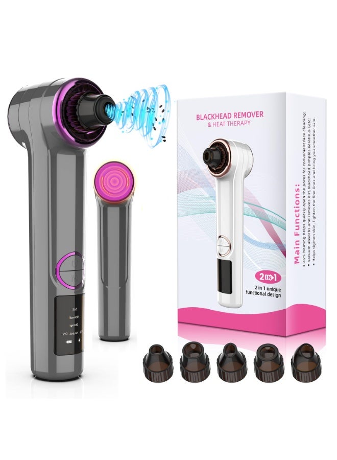 McmhyingPop 3-in-1 Blackhead Remover Vacuum with Warm Compress & LED Display, 3 Speeds & 5 Heads - USB Rechargeable Pore Cleaner for Face & Nose (Men & Women)  - Image 1
