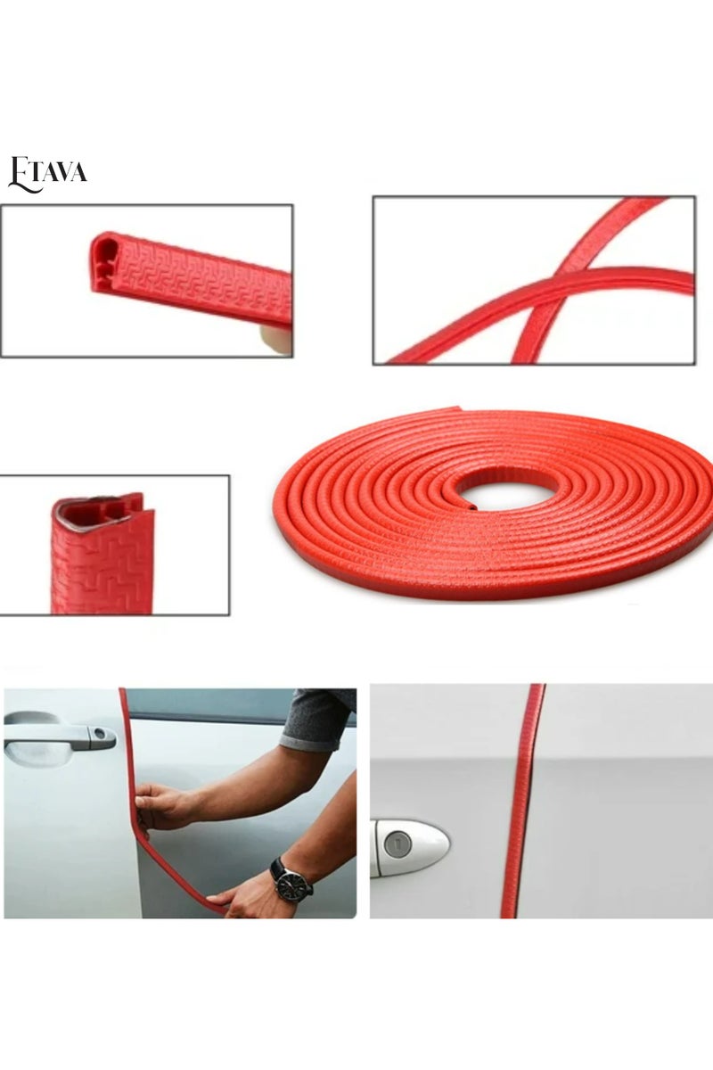 إيتافا واقي حواف أبواب السيارة (5 متر) | شريط حواف على شكل U لحماية الأبواب | مطاطي، مناسب لجميع السيارات – بدون غراء – اللون الأحمر - Image 4