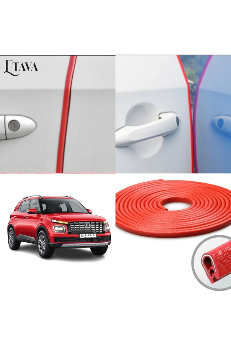 إيتافا واقي حواف أبواب السيارة (5 متر) | شريط حواف على شكل U لحماية الأبواب | مطاطي، مناسب لجميع السيارات – بدون غراء – اللون الأحمر - Image 3