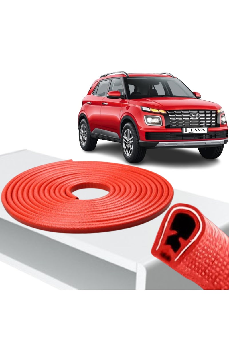إيتافا واقي حواف أبواب السيارة (5 متر) | شريط حواف على شكل U لحماية الأبواب | مطاطي، مناسب لجميع السيارات – بدون غراء – اللون الأحمر - Image 1