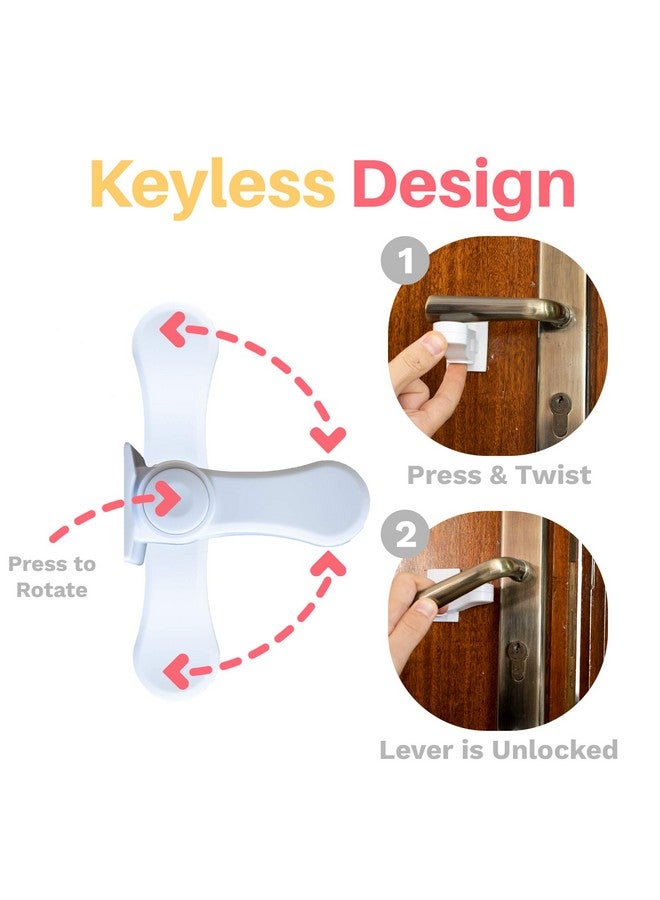 Inaya Child Proof Door Lever Lock (4-Pack) - Door Handle Lock - 3M Adhesive - Minimalist Design - No Drilling Child Safety Door Handle Locks - Image 4