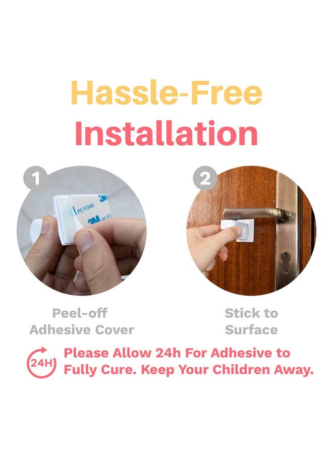 Inaya Child Proof Door Lever Lock (4-Pack) - Door Handle Lock - 3M Adhesive - Minimalist Design - No Drilling Child Safety Door Handle Locks - Image 5