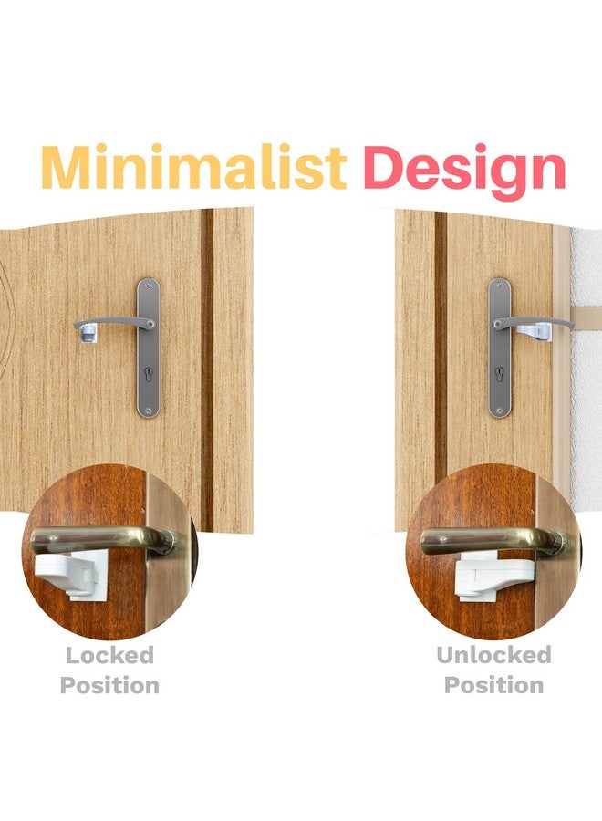 Inaya Child Proof Door Lever Lock (4-Pack) - Door Handle Lock - 3M Adhesive - Minimalist Design - No Drilling Child Safety Door Handle Locks - Image 2