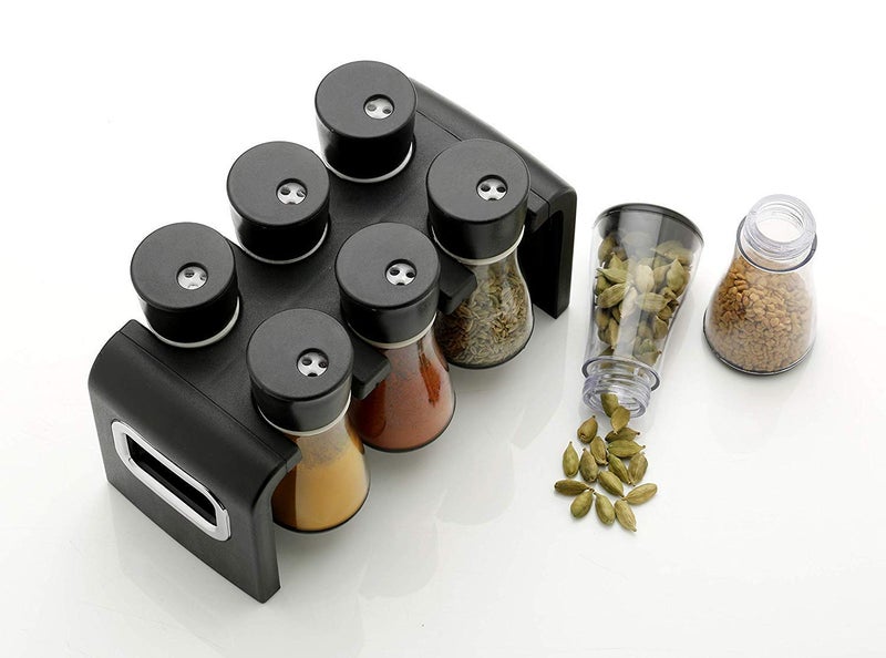 McMus Plastic Multipurpose Stackable and Space Savvy Spice Rack for Kitchen Set of 6 Jar - Image 4