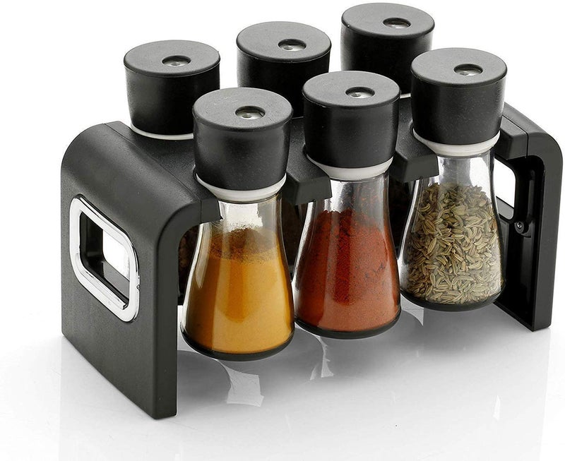 McMus Plastic Multipurpose Stackable and Space Savvy Spice Rack for Kitchen Set of 6 Jar - Image 1