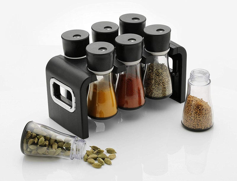 McMus Plastic Multipurpose Stackable and Space Savvy Spice Rack for Kitchen Set of 6 Jar - Image 2