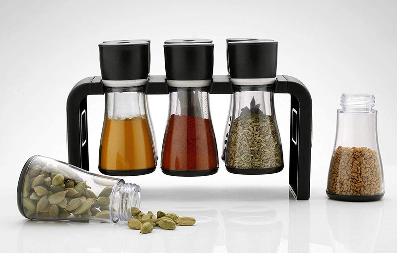 McMus Plastic Multipurpose Stackable and Space Savvy Spice Rack for Kitchen Set of 6 Jar - Image 3