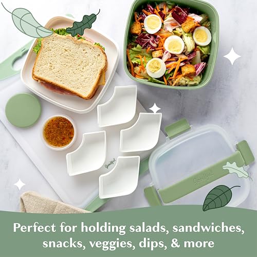 Goodful Stackable Lunch Box Container, Bento Style Food Storage with Removeable Compartments for Sandwich, Snacks, Toppings & Dressing, Leak-Proof and Made without BPA, 56-Ounce, Sage - Image 4