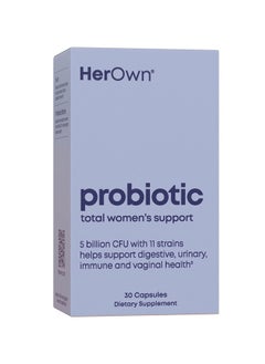 Her Own her own Probiotics for Women, 5 Billion CFUs with Prebiotics, Supports Healthy Digestion, 11 Strains, Gluten and Soy Free, Vegan, Non-GMO, 30 Capsules, 30 Servings  - Image 1