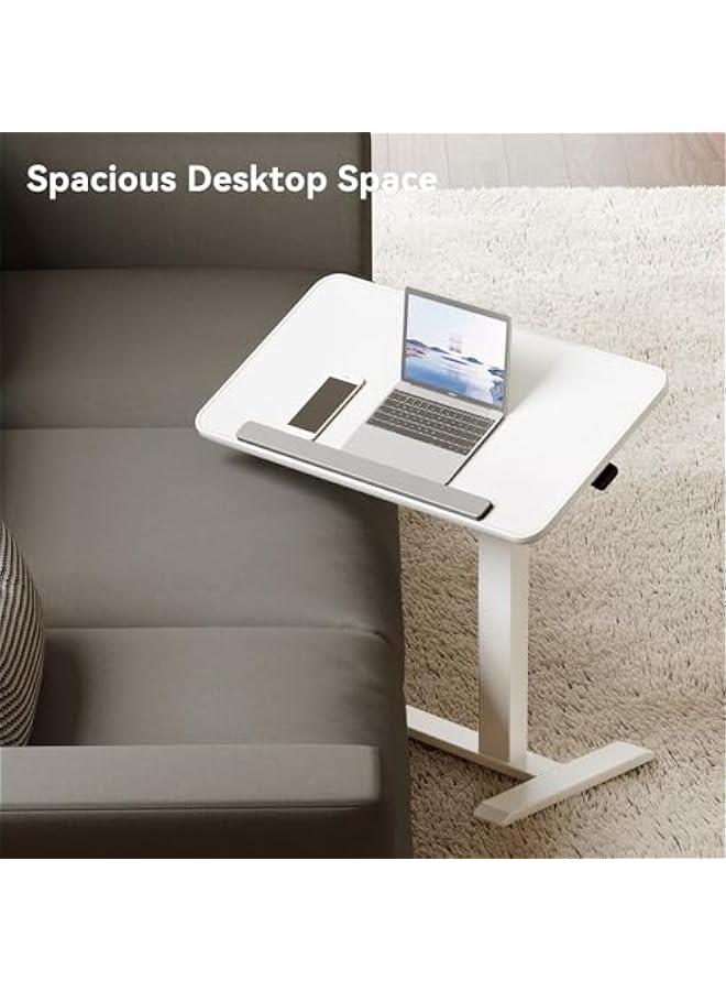 Arabest 180° Tiltable Mobile Standing Desk, Overbed Table with Wheels, 25.6 - 40.5 Height Adjustable Bedside Table, Portable Rolling Computer Desk for Home Office, Hospital - White - Image 4