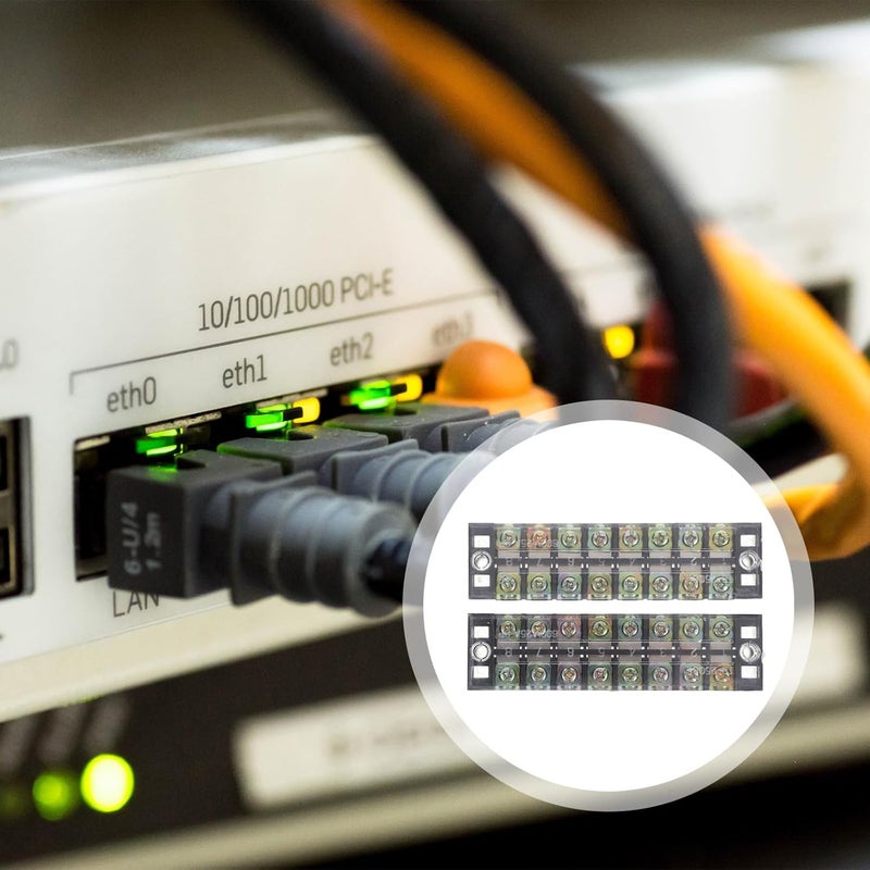 600v 25a Dual Row Screw Terminal Blocks with Double Cover Copper Base, 2pcs Pre-Insulated Barrier Strip Terminal for Industrial Wiring and Electrical Connections - Image 5
