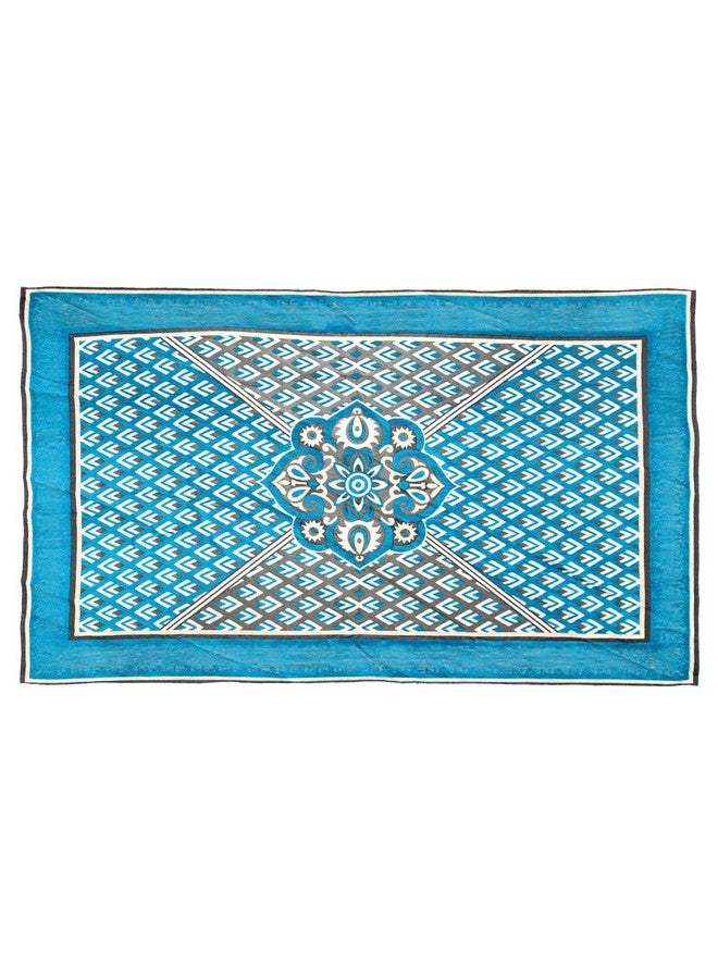 Nendle Jacquard Weaved Velvet Sofa Center Table Cover for 4 Seater (Sky Blue, Standard) - Image 2