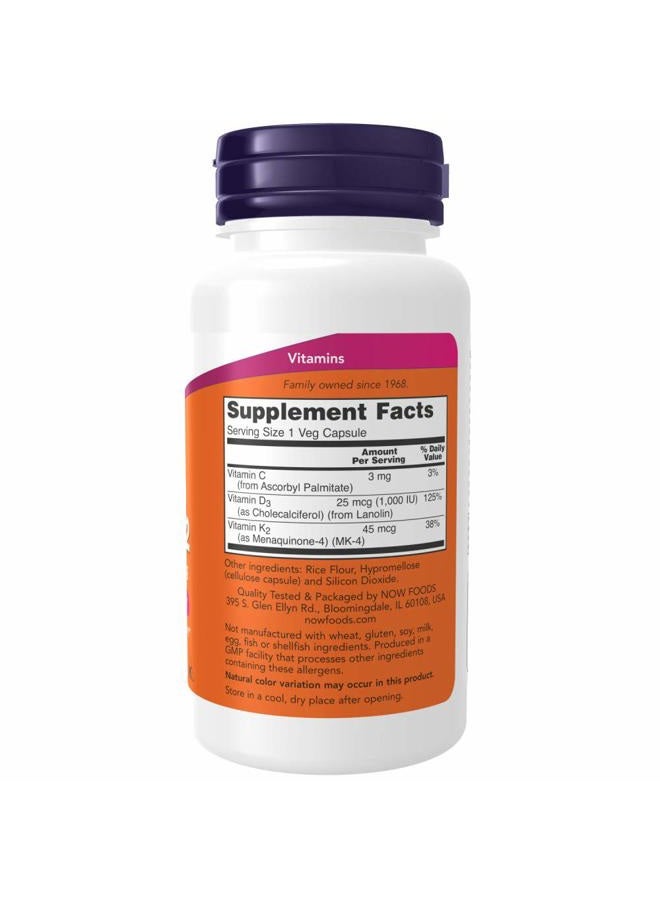 Now Foods Vitamin D-3 & K-2, 120 Vegetable Capsule (2 Pack) - Image 2