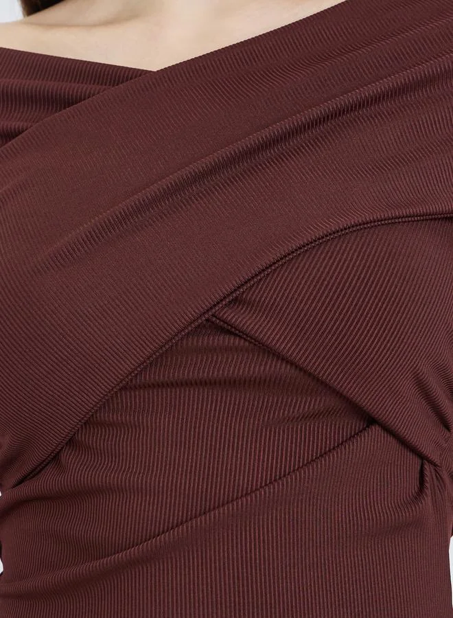 ستايلي بلوزة محبوك ضيق بكتف واحد