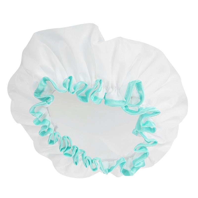 Double Layer Shower Cap Waterproof Thick Elastic Leak-proof - Multi-functional Reusable Cap for Shower Sleep Cooking Long Hair Hairstyle Protection for Women Children - Image 3