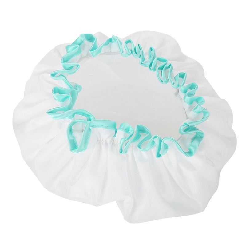 Double Layer Shower Cap Waterproof Thick Elastic Leak-proof - Multi-functional Reusable Cap for Shower Sleep Cooking Long Hair Hairstyle Protection for Women Children - Image 1