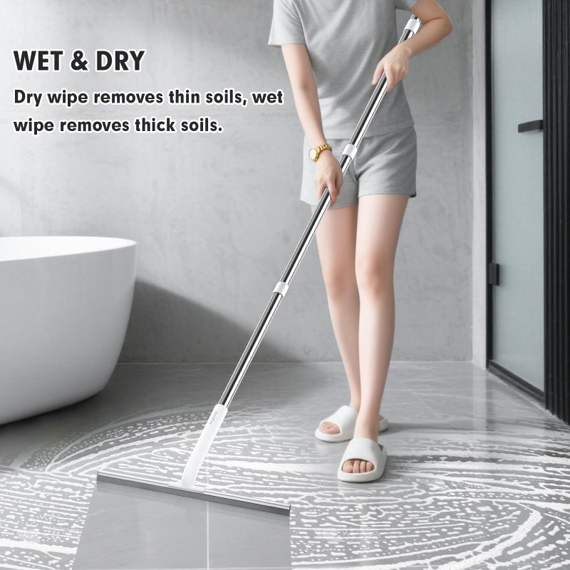 JOYBOS Rubber Floor Squeegee for Smooth Surface Concrete Floor, Tile Floor, Heavy Duty Garage Shower Floor Squeegee Broom for Removing Water, Commercial Scrubber Mop with Adjustable Long Handle (XL) - Image 5