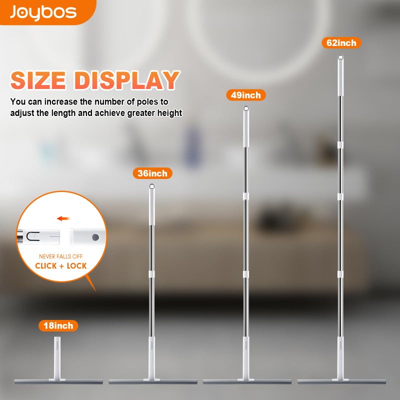 JOYBOS Rubber Floor Squeegee for Smooth Surface Concrete Floor, Tile Floor, Heavy Duty Garage Shower Floor Squeegee Broom for Removing Water, Commercial Scrubber Mop with Adjustable Long Handle (XL) - Image 3