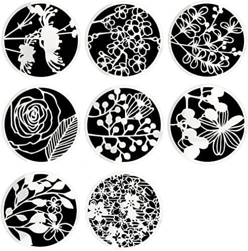 Hyamass 8-Pack Floral Painting Stencils - Round Hollow-Out Reusable Craft Stencils for DIY Wall Art, Canvas, & Fabric Decoration - Image 1