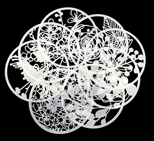 Hyamass 8-Pack Floral Painting Stencils - Round Hollow-Out Reusable Craft Stencils for DIY Wall Art, Canvas, & Fabric Decoration - Image 3