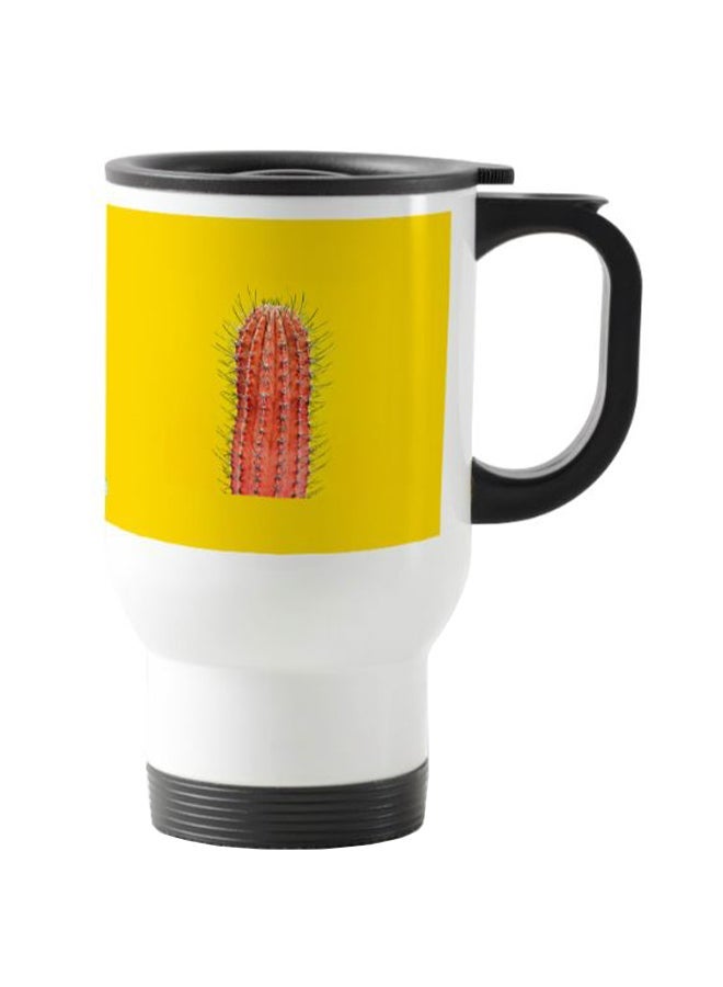 RYN Cactus Printed Travel Mug White/Yellow 13centimeter
