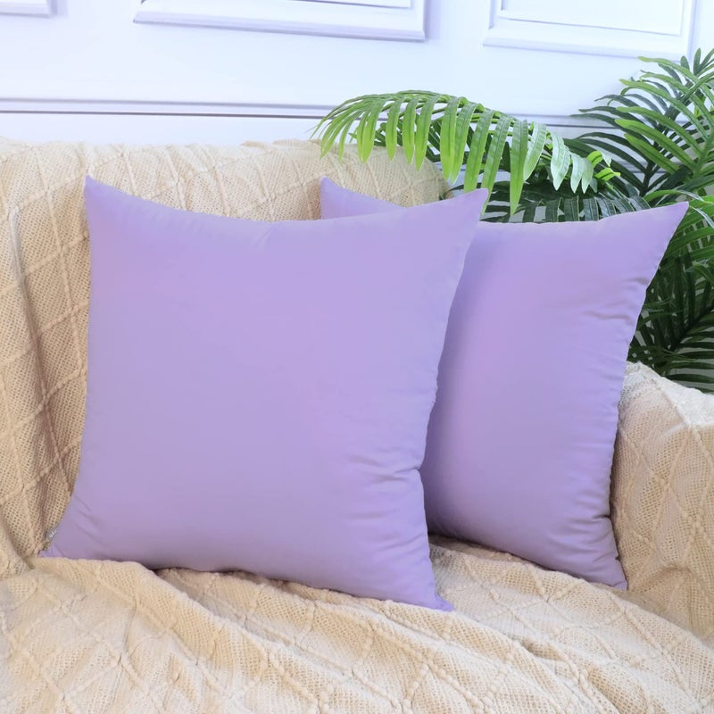 Thmyo 4-Pack 100% Cotton Comfortable Solid Decorative Throw Pillow Case Thmyo Square Cushion Cover Pillowcase Sublimation Blank Pillow Covers DIY Throw Pillowcase for Sofa(16x16 inch/ 40x40cm Light Purple) - Image 2