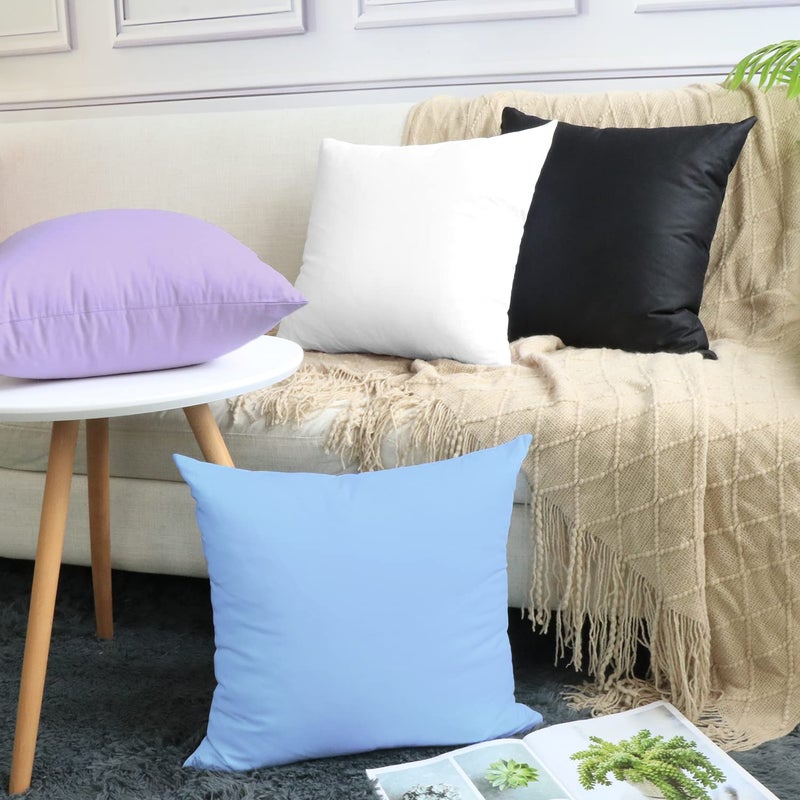 Thmyo 4-Pack 100% Cotton Comfortable Solid Decorative Throw Pillow Case Thmyo Square Cushion Cover Pillowcase Sublimation Blank Pillow Covers DIY Throw Pillowcase for Sofa(16x16 inch/ 40x40cm Light Purple) - Image 3