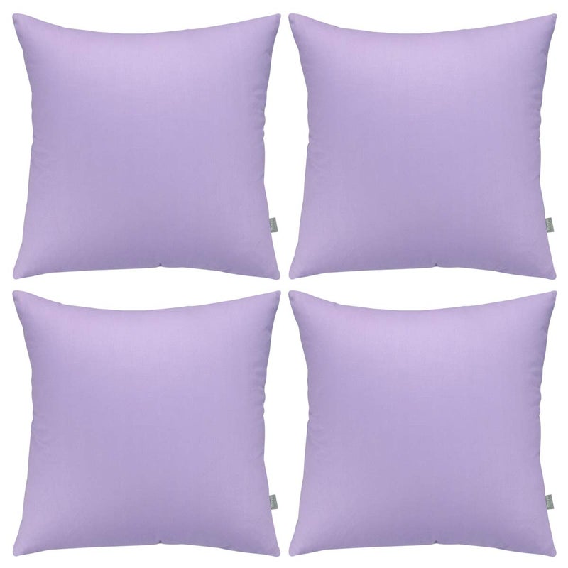 Thmyo 4-Pack 100% Cotton Comfortable Solid Decorative Throw Pillow Case Thmyo Square Cushion Cover Pillowcase Sublimation Blank Pillow Covers DIY Throw Pillowcase for Sofa(16x16 inch/ 40x40cm Light Purple) - Image 1
