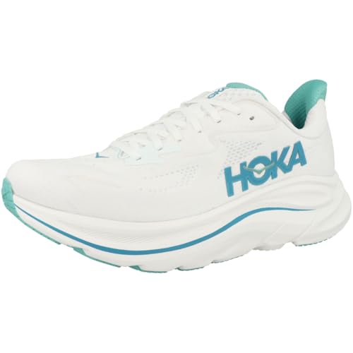 Hoka Men's Clifton 10 Sneaker, White/Skyward Blue, 12 - Image 4
