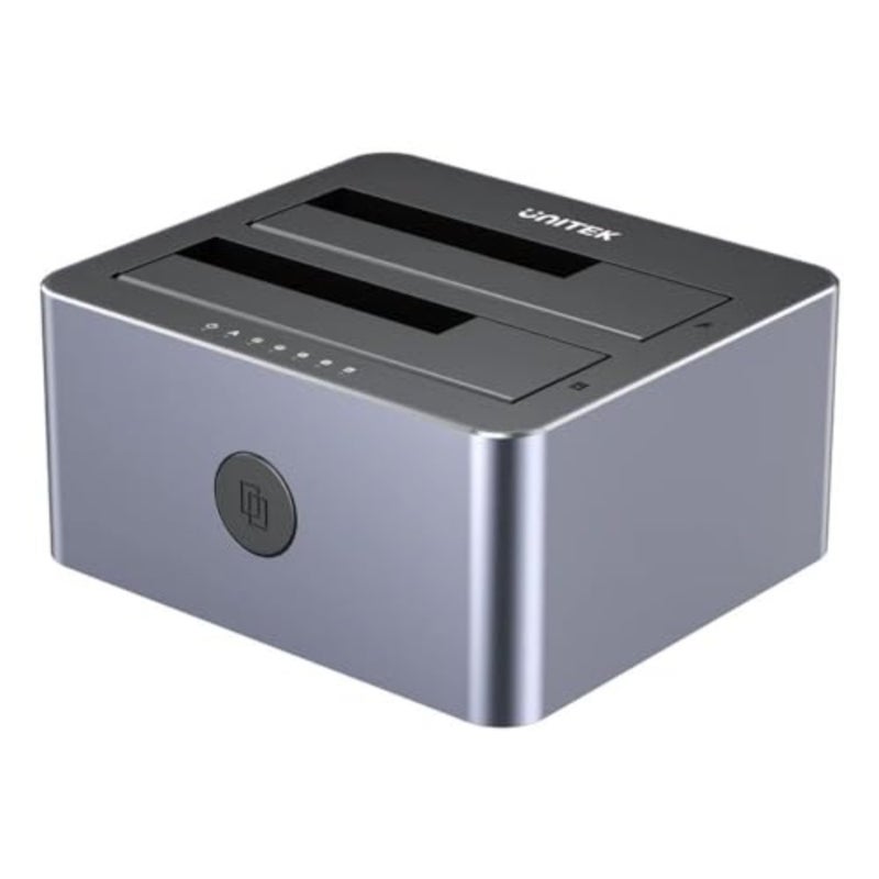 محطة إرساء لمحركات الأقراص الثابتة، SATA، بسرعة 10 جيجابت في الثانية، فتحة مزدوجة، دعم USB، استنساخ دون اتصال بالإنترنت، رمادي فلكي - Image 1