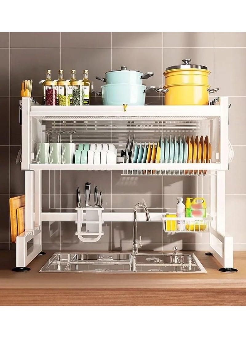 DubaiGallery Dish Cabinet Rack Over The Sink Drainer With Cover Plate Drying Storage Kitchen Organizer  - Image 3