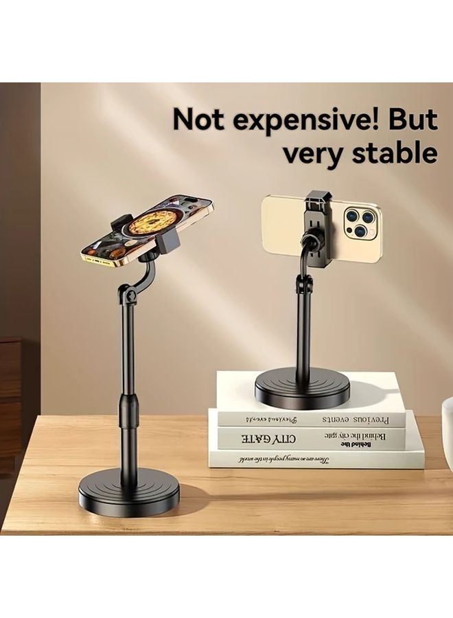 Black Adjustable Phone Stand 360 Rotation Anti Shake Desktop Mount For Live Streaming - Image 2