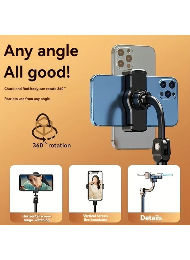 Black Adjustable Phone Stand 360 Rotation Anti Shake Desktop Mount For Live Streaming - Image 5
