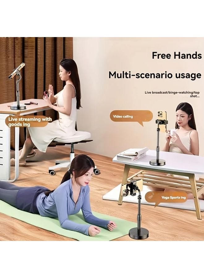 Black Adjustable Phone Stand 360 Rotation Anti Shake Desktop Mount For Live Streaming - Image 4