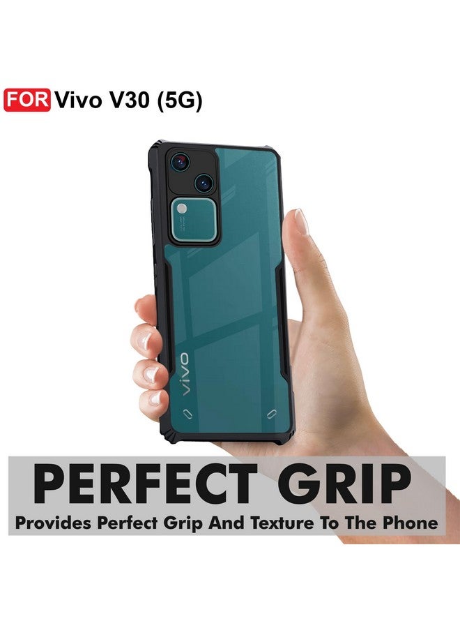 CEDO Vivo V30 (5G) Back Case Cover | Camera Protection Shockproof Bumper-Edge | Acrylic Crystal Clear 360 Degree Protection TPU+PC | Transparent Eagle Back Case Cover (Black) - Image 2