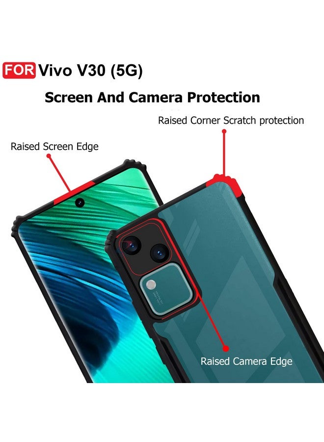 CEDO Vivo V30 (5G) Back Case Cover | Camera Protection Shockproof Bumper-Edge | Acrylic Crystal Clear 360 Degree Protection TPU+PC | Transparent Eagle Back Case Cover (Black) - Image 4