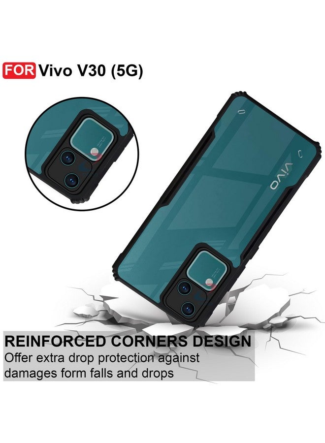 CEDO Vivo V30 (5G) Back Case Cover | Camera Protection Shockproof Bumper-Edge | Acrylic Crystal Clear 360 Degree Protection TPU+PC | Transparent Eagle Back Case Cover (Black) - Image 3