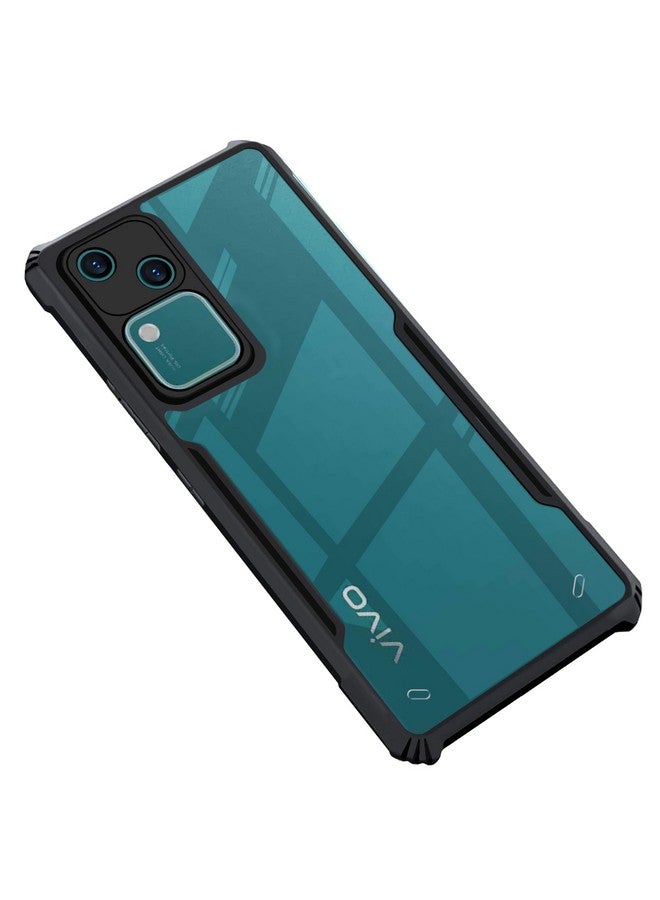 CEDO Vivo V30 (5G) Back Case Cover | Camera Protection Shockproof Bumper-Edge | Acrylic Crystal Clear 360 Degree Protection TPU+PC | Transparent Eagle Back Case Cover (Black) - Image 1