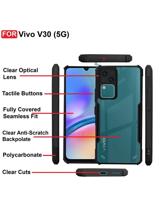 CEDO Vivo V30 (5G) Back Case Cover | Camera Protection Shockproof Bumper-Edge | Acrylic Crystal Clear 360 Degree Protection TPU+PC | Transparent Eagle Back Case Cover (Black) - Image 5