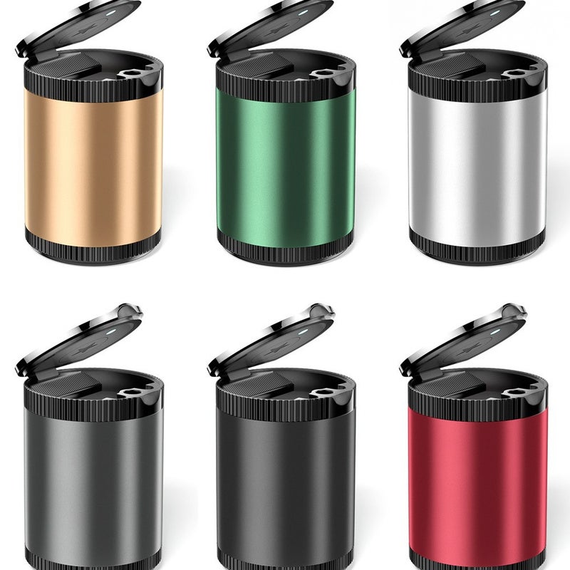Universal LED Car Ashtray with Lid, Alloy Metal, Replaceable Battery - Image 5