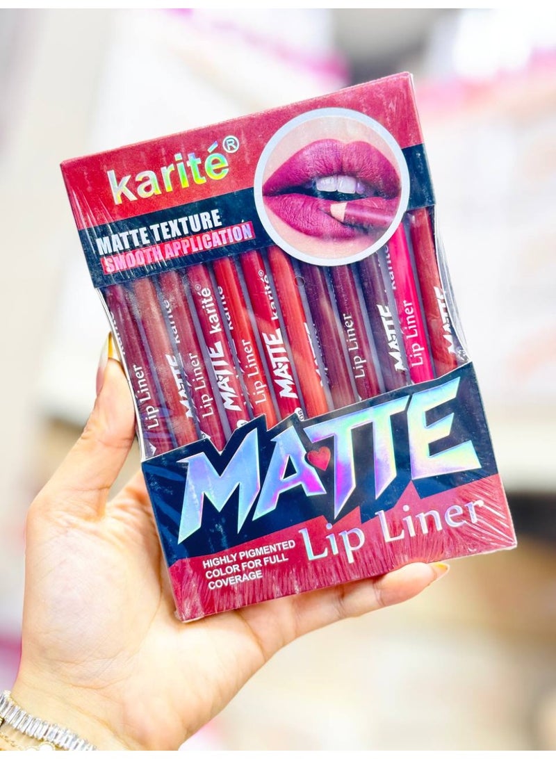 Karite Matte Lip Liner Set – Multi Shades – Long Lasting & Highly Pigmented
