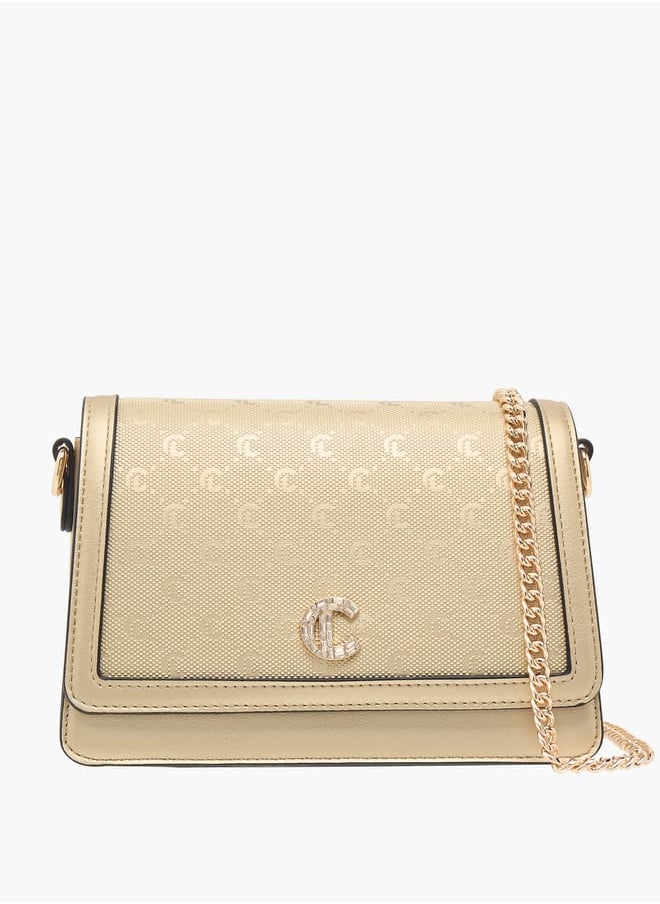 Le Confort Women Monogram Embossed Crossbody Bag with Button Closure  - Image 1