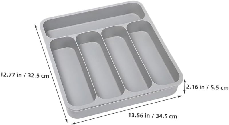 Beavorty Expandable Cutlery Drawer Organizer Tray, Grey Kitchen Silverware Holder with Large Capacity Compartments, Flatware and Utensil Storage for Drawer Organization - Image 2