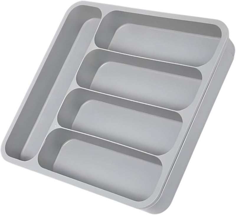 Beavorty Expandable Cutlery Drawer Organizer Tray, Grey Kitchen Silverware Holder with Large Capacity Compartments, Flatware and Utensil Storage for Drawer Organization - Image 1