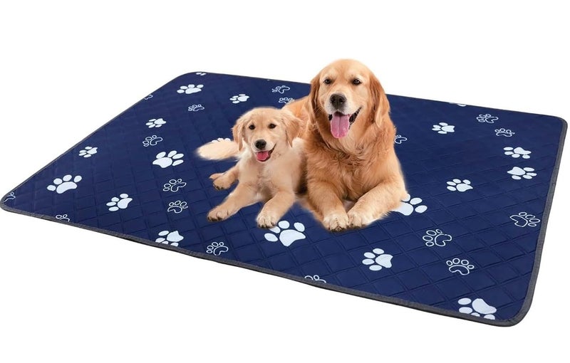 WapaW Super Absorbent Washable Reusable Pee Pads –100% Waterproof Dog Pee Pad Protects Against Urine Leakage Non-Slip Grip Prevents Slipping & Bunching. (Blue, 70 x 100 CM) - Image 1