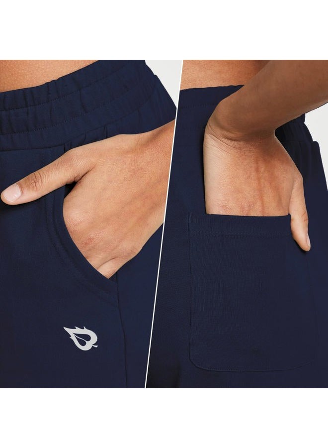 BALEAF Womens Sweatpants Cotton Joggers with Pockets Lounge Sweat Pants Tapered Casual Running Workout Yoga Navy Blue Size L - Image 3